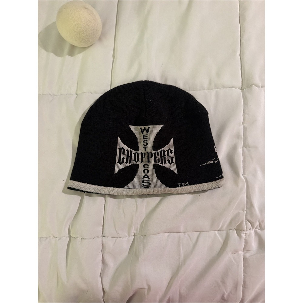 Vintage West Coast Choppers Jesse James Beanie Cross Script Knit 90s Skull Cap